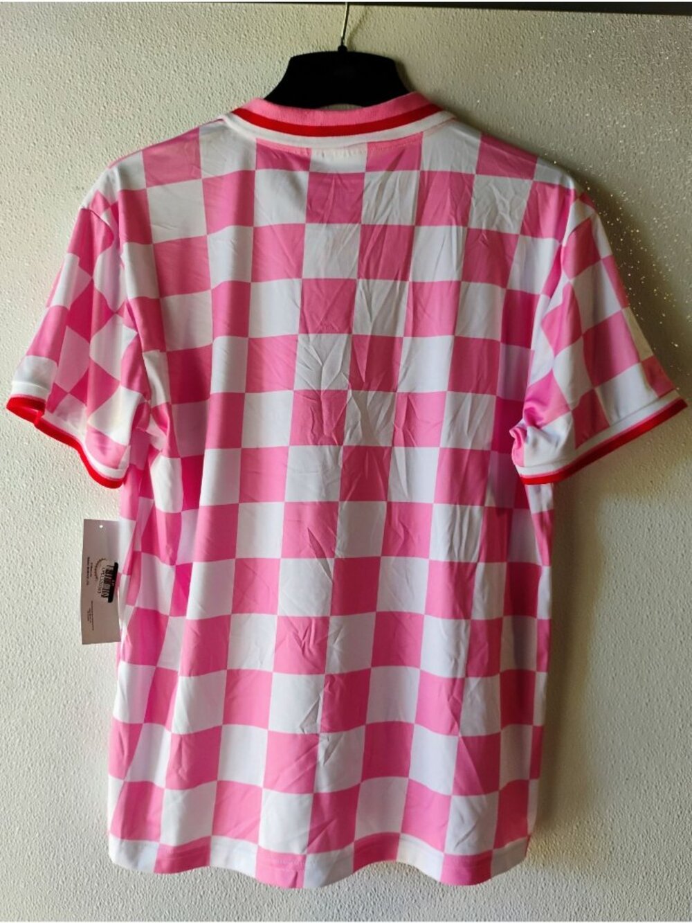 Mario Kart Princess Peach Pink Checkered Polo Shirt Size S - Picture 2 of 9